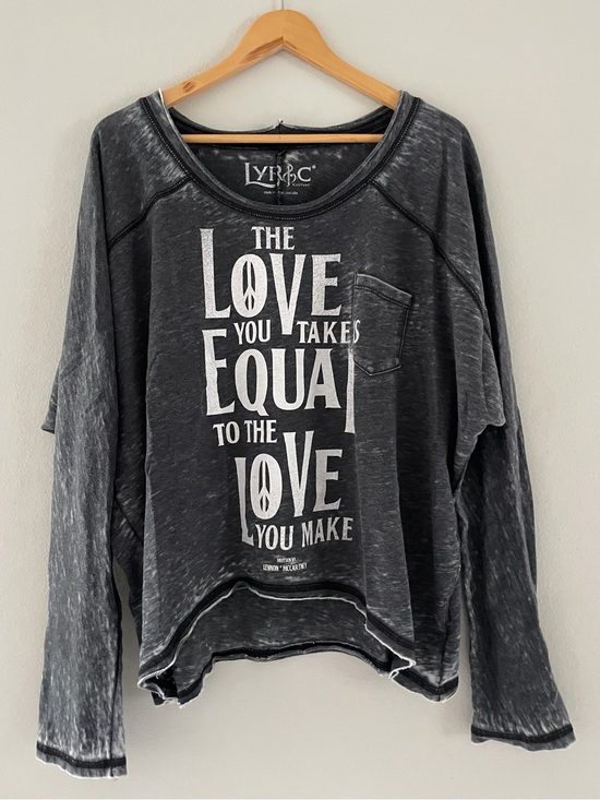 Lyric culture Tops - Lyric Culture Grey Mineral Wash Graphic Sweatshirt Beatles Lyrics
